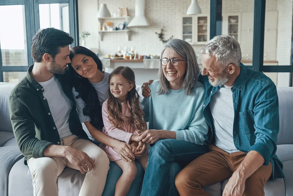 Three generations of a Boise family gathered in the kitchen for legacy-focused wealth planning