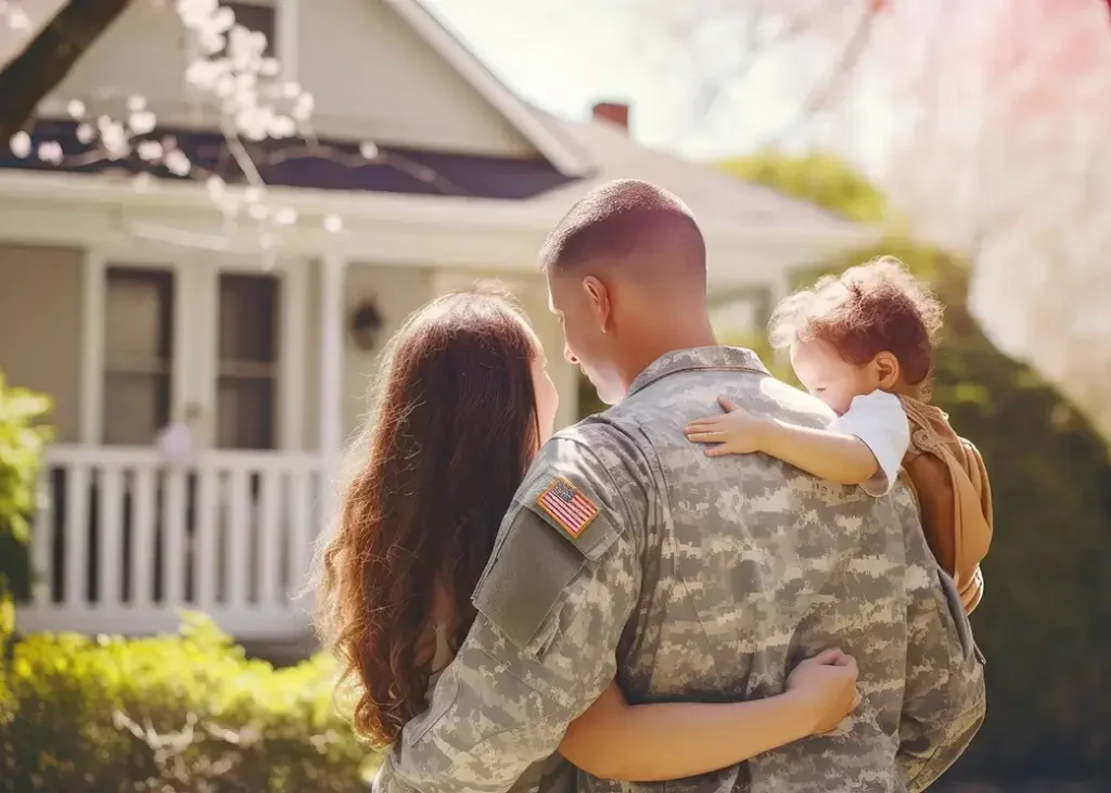 Military family outside new home in Boise, planning financial future with Pivot